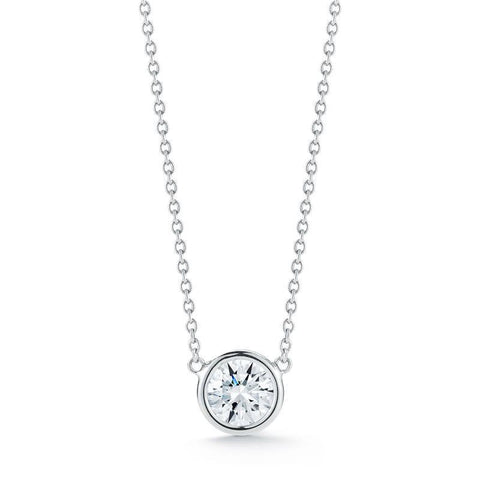 0.75 Carat Round Cut H I1 Diamond Pendant Bezel Set 14K White Gold