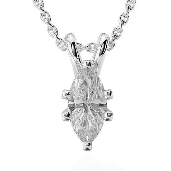 1.5 Carats Marquise Cut Diamond Ladies Necklace Pendant Gold 14K