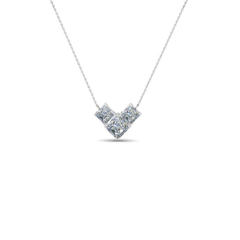 1.5 Carats Princess Cut Diamonds Pendant Necklace White Gold