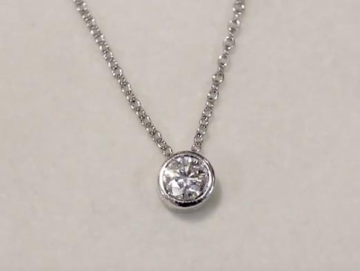 1 Carat Bezel Set Round Diamond Necklace Pendant White Gold 14K