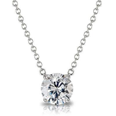 1 Carats Round Cut Diamond Women Necklace Pendant White Gold 14K
