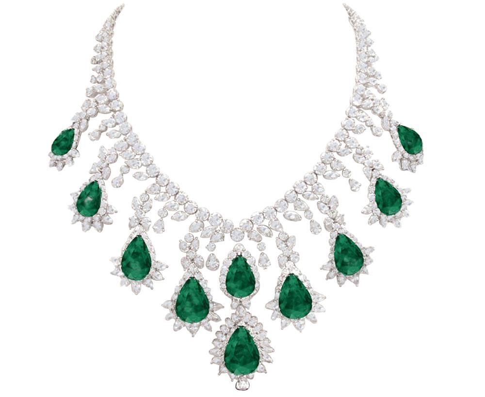 Big Green Emerald & White Diamonds 228.35 Carats Necklace Pendant New