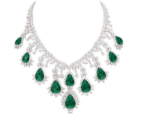 Big Green Emerald & White Diamonds 228.35 Carats Necklace Pendant New