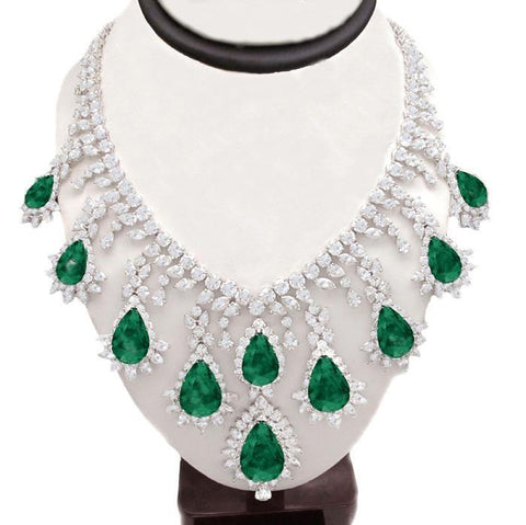 Big Green Emerald & White Diamonds 228.35 Carats Necklace Pendant New