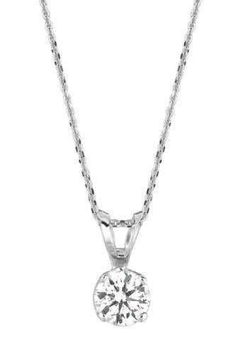 Prong Setting 0.25 Carat Round Diamond 25 Pointer Diamond Pendant Gold 14K