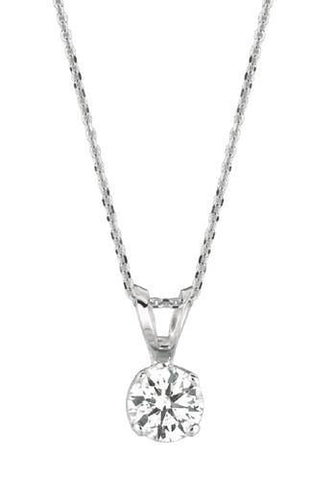 Prong Setting 0.25 Carat Round Diamond 25 Pointer Diamond Pendant Gold 14K