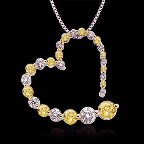 3 Carat Pave Journey Pendant Certified Yellow Diamonds