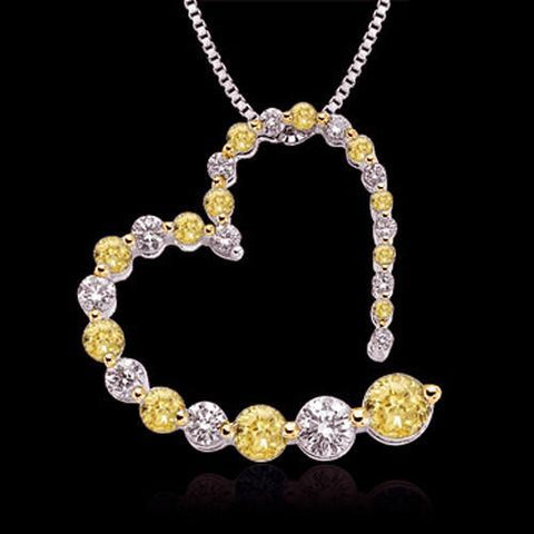 3 Carat Pave Journey Pendant Certified Yellow Diamonds