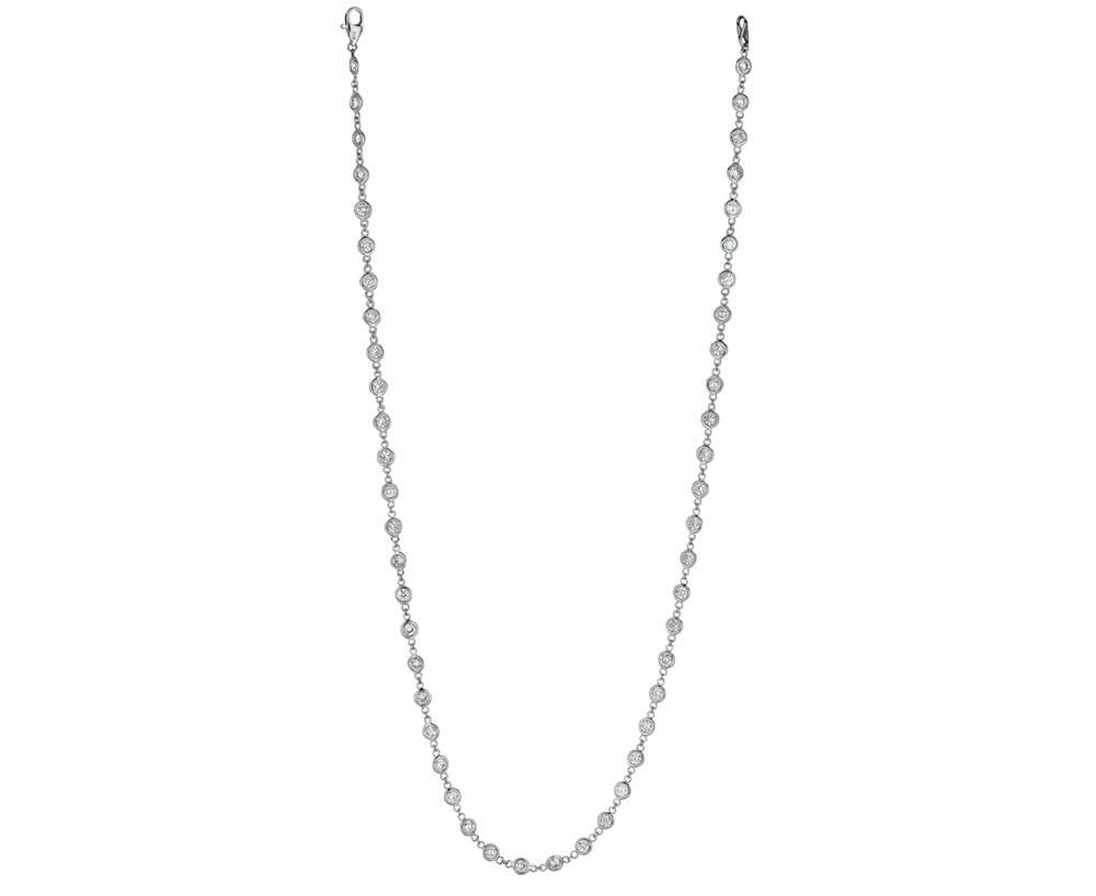 5.25 Carat Diamonds 18 Necklace Pendant Bezel Set Jewelry White Gold 14K