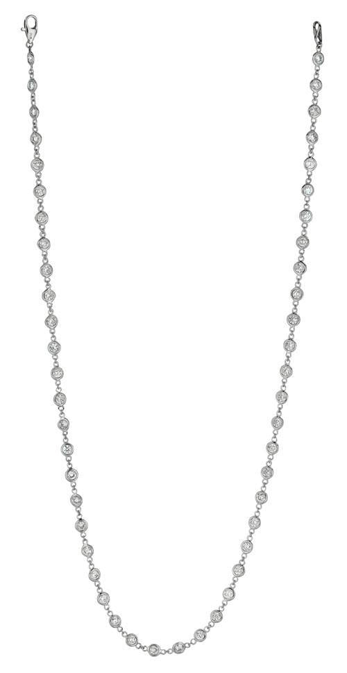 5.25 Carat Diamonds 18 Necklace Pendant Bezel Set Jewelry White Gold 14K