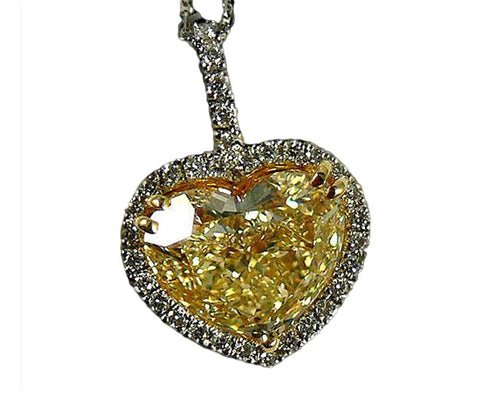 6 Carat Heart Cut Diamond Pendant Necklace Gold
