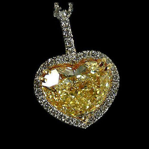 6 Carat Heart Cut Diamond Pendant Necklace Gold