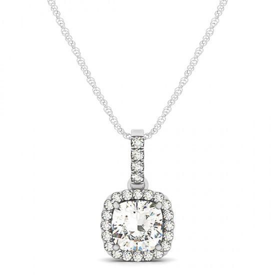 1.35 Carats Diamonds Pendant White Gold 14K Without Chain Necklace
