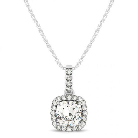 1.35 Carats Diamonds Pendant White Gold 14K Without Chain Necklace
