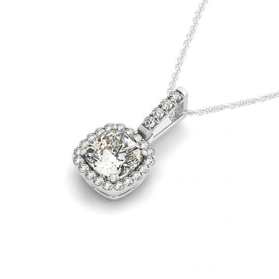 1.35 Carats Diamonds Pendant White Gold 14K Without Chain Necklace