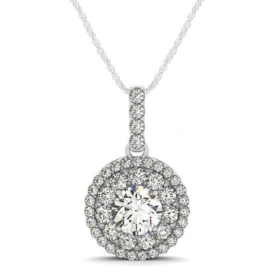 Round Diamonds 1.75 Carats Pendant Necklace Without Chain Gold 14K