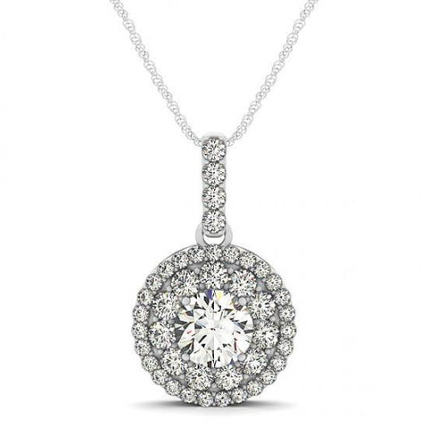 Round Diamonds 1.75 Carats Pendant Necklace Without Chain Gold 14K