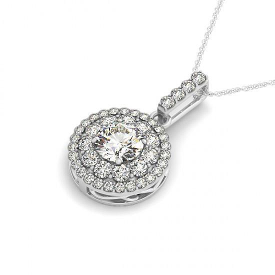 Round Diamonds 1.75 Carats Pendant Necklace Without Chain Gold 14K