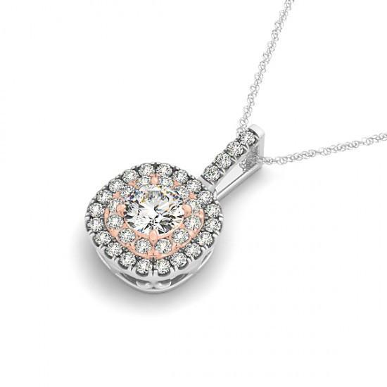 1.25 Carats Round Diamonds Without Chain Pendant Necklace Solid Gold 14K