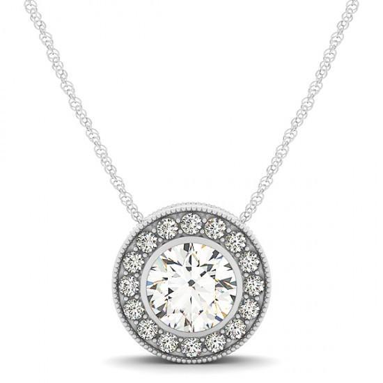 Sparkling 2.00 Carats Round Diamonds Pendant Without Chain White Gold 14K