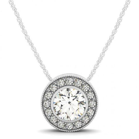 Sparkling 2.00 Carats Round Diamonds Pendant Without Chain White Gold 14K