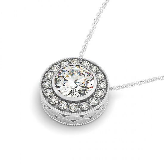 Sparkling 2.00 Carats Round Diamonds Pendant Without Chain White Gold 14K