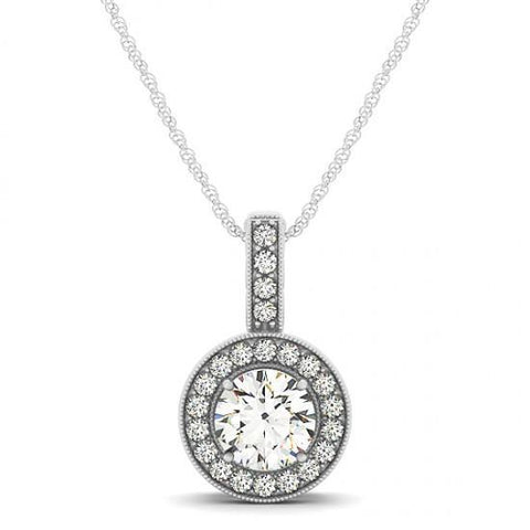1.40 Carats Round Diamonds White Gold 14K Pendant Necklace Without Chain