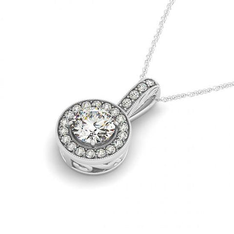 1.40 Carats Round Diamonds White Gold 14K Pendant Necklace Without Chain