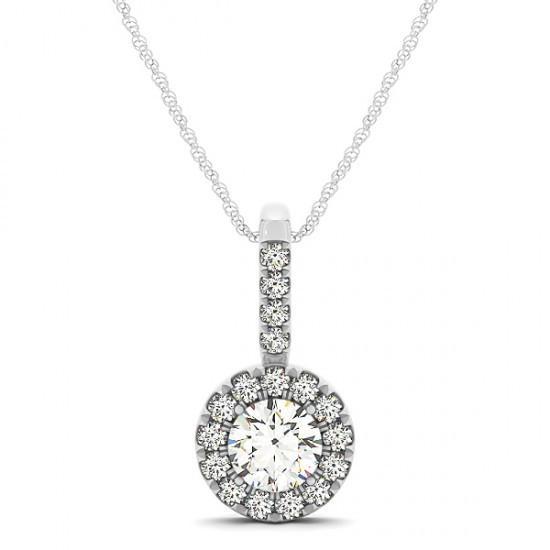 1.25 Carats Round Diamonds Necklace Pendant Without Chain Solid Gold 14K