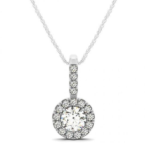 1.25 Carats Round Diamonds Necklace Pendant Without Chain Solid Gold 14K