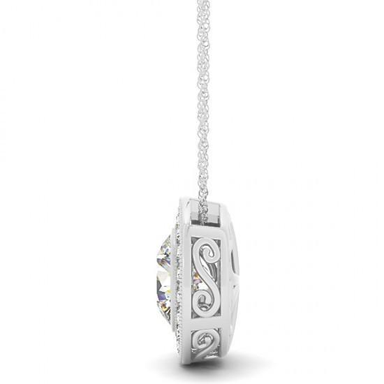 2.00 Carats Round Diamonds Without Chain Pendant Necklace White Gold 14K