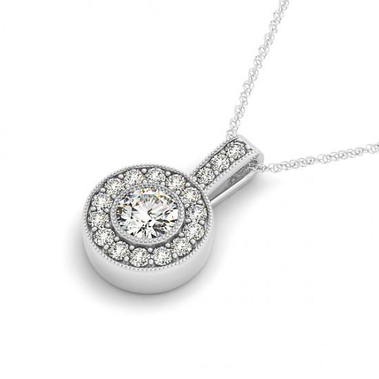 1.25 Carats Round Diamonds White Gold 14K Pendant Necklace Without Chain