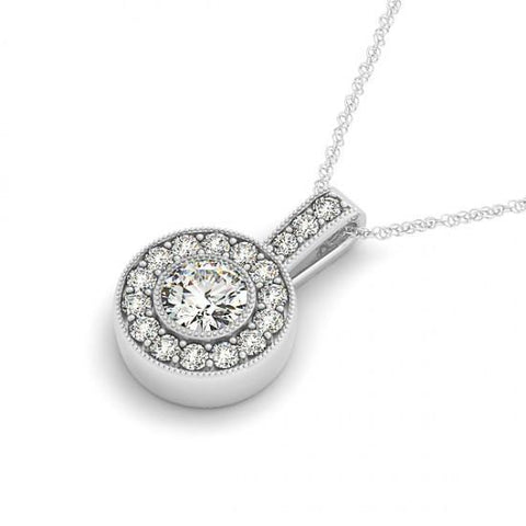 1.25 Carats Round Diamonds White Gold 14K Pendant Necklace Without Chain
