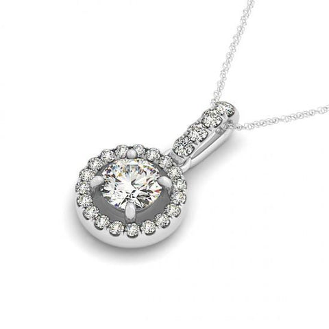 Round Diamonds Pendant Necklace Without Chain Solid Gold 14K 1.50 Carats