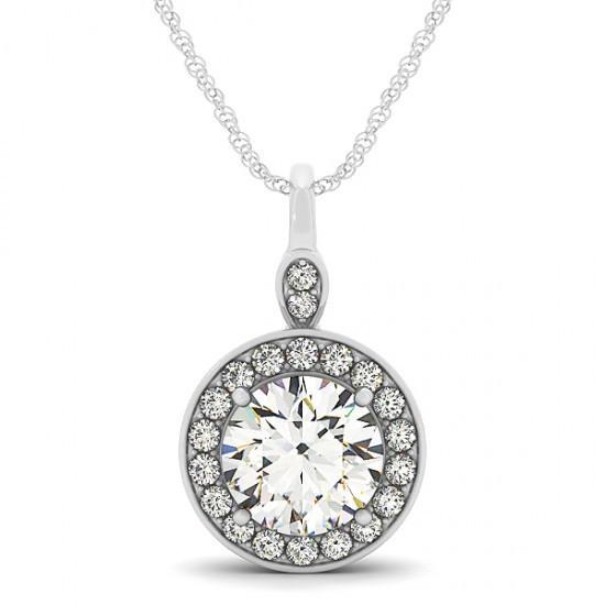 2.50 Carats Round Diamonds Necklace Pendant Without Chain Solid Gold 14K