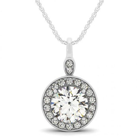 2.50 Carats Round Diamonds Necklace Pendant Without Chain Solid Gold 14K