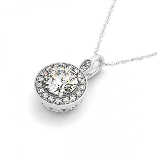 2.50 Carats Round Diamonds Necklace Pendant Without Chain Solid Gold 14K