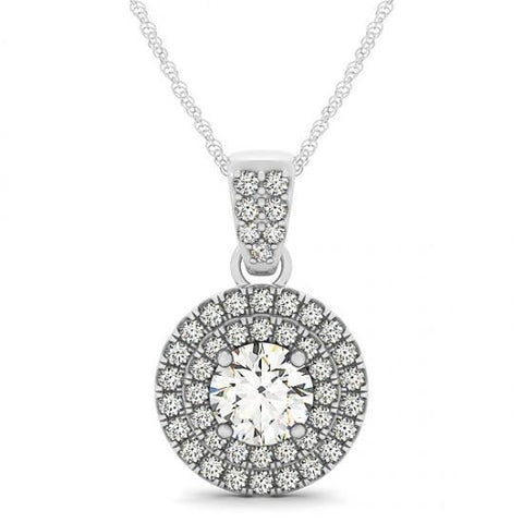 1.85 Carats Round Diamonds White Gold 14K Pendant Necklace Without Chain