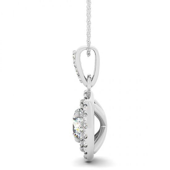 1.85 Carats Round Diamonds White Gold 14K Pendant Necklace Without Chain