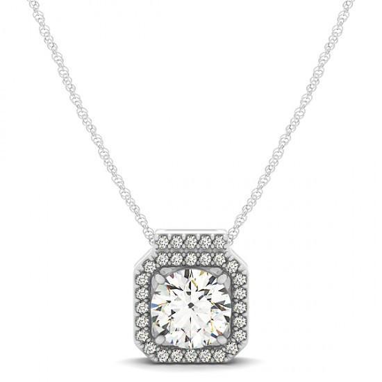 Round Diamonds Pendant Necklace Without Chain 1.95 Carats White Gold 14K