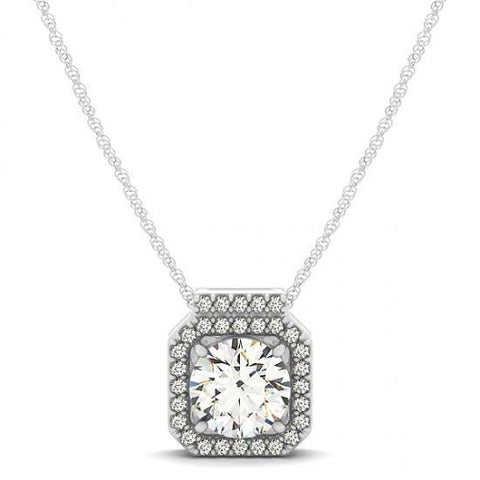 Round Diamonds Pendant Necklace Without Chain 1.95 Carats White Gold 14K
