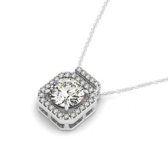 Round Diamonds Pendant Necklace Without Chain 1.95 Carats White Gold 14K