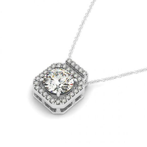 Round Diamonds Pendant Necklace Without Chain 1.95 Carats White Gold 14K