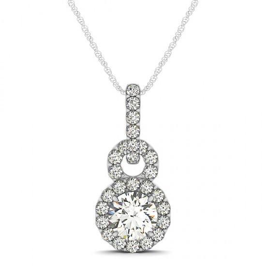 Sparkling 1.75 Carats Round Diamonds Gold 14K Pendant Necklace Without Chain