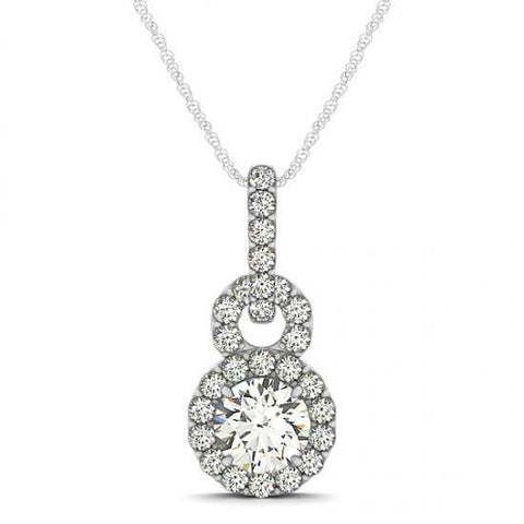 Sparkling 1.75 Carats Round Diamonds Gold 14K Pendant Necklace Without Chain