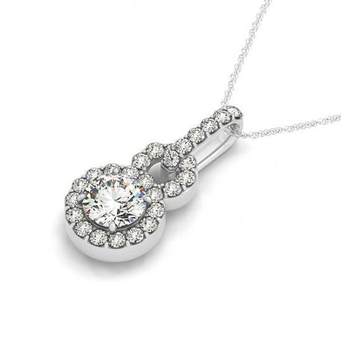 Sparkling 1.75 Carats Round Diamonds Gold 14K Pendant Necklace Without Chain
