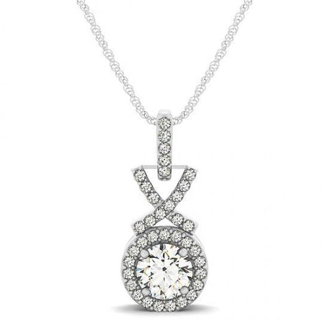 1.50 Carats Round Diamonds Pendant Necklace Without Chain Solid Gold 14K