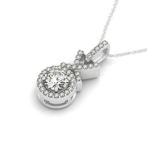 1.50 Carats Round Diamonds Pendant Necklace Without Chain Solid Gold 14K