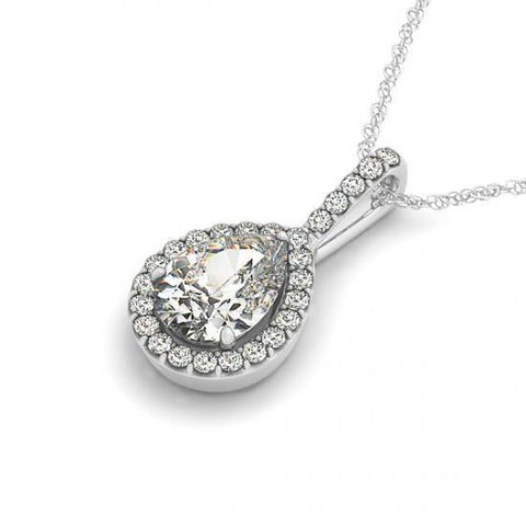 Pear & Round Diamond Pendant Necklace Without Chain 1.75 Carats Gold 14K