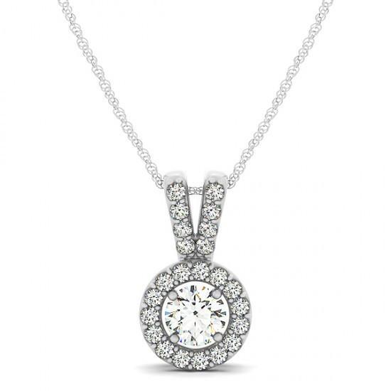 1.25 Carats Round Diamonds Pendant Necklace Without Chain Solid Gold 14K
